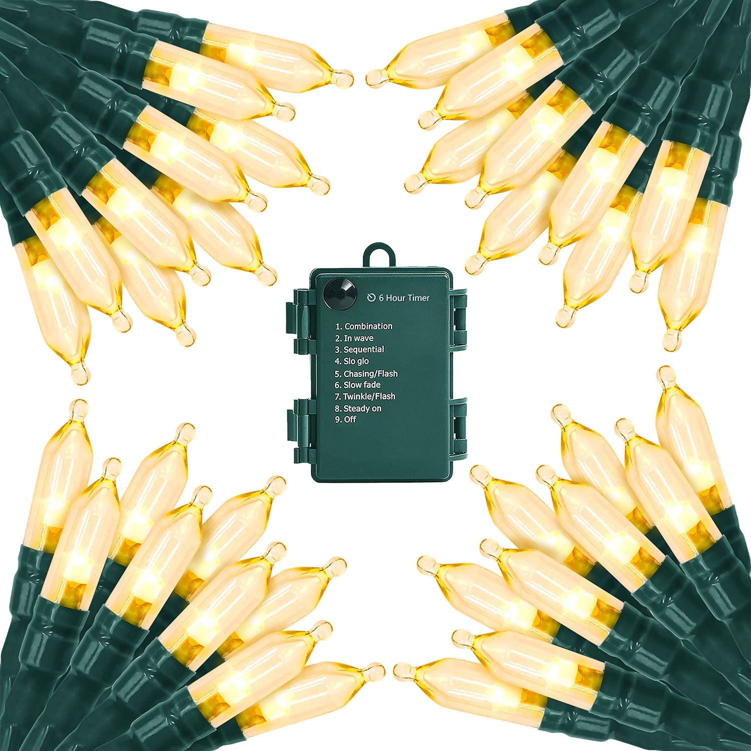 Magotan 50 LED 8 Modes Christmas Lights with Timer, 4 Pack 18ft Battery