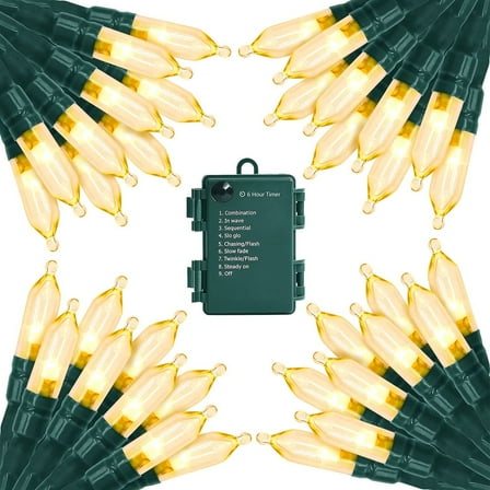 Magotan 4 Pack 50 LED Battery Operated Christmas Lights Indoor Battery Christmas String Lights with Timer Xmas Indoor Decorations Warm White