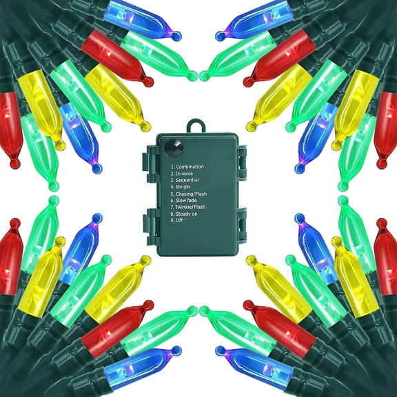 Magotan 4 Pack 50 LED Battery Operated Christmas Lights Indoor Battery Christmas String Lights with Timer Xmas Indoor Decorations Multicolor