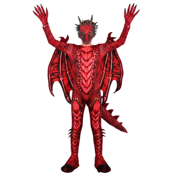 Magotan Halloween Kids Dragon Costume,Kids Halloween Dress Up,Halloween Funny Costume Cosplay Dragon Jumpsuit,Red,M