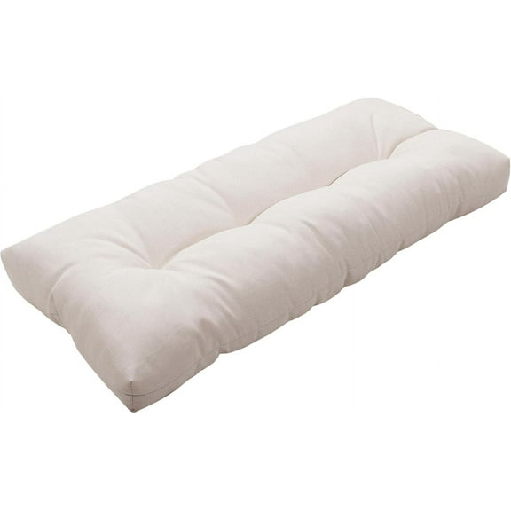 Magpie Fabrics Indoor Outdoor Bench Cushion 42"x18", Non-Slip Tufted Water Resistant Long Seat Pads, Patio Loveseat Cushion for Window, Garden, Swing, Settee - Cream Beige