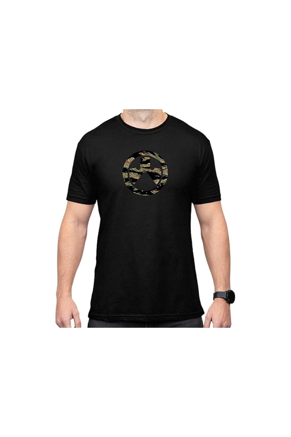 Men's Tiger Stripe Icon Short Sleeve Crew Neck T Shirt Black Medium