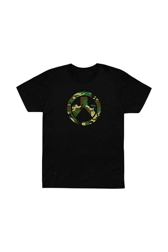 Men's Woodland Camo Short Sleeve Crew Neck T Shirt Black XL
