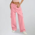 thumbnail image 1 of Magroz Cargo Sweatpants for Women Wide Leg Baggy Pants with 4 Pockets Drawstring Low Rise Trousers with Pockets Casual Work Pants for Women Lounge Pants, 1 of 5