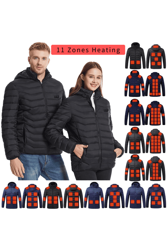 Magroz Heated Jacket for Women Men with 11 Zones Heating 2025 Zip Up Winter Heated Coat Soft Shell Quilted Thicken Warm Coat Outerwear Lightweight Heating Jackets Outdoor Winter Clothes Blue XXL