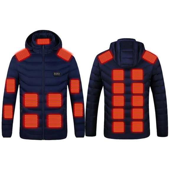Magroz Heated Jacket for Women Men with 25 Zones Heating 2025 Zip Up Winter Heated Coat Soft Shell Quilted Thicken Warm Coat Outerwear Lightweight Heating Jackets Outdoor Winter Clothes Blue XS