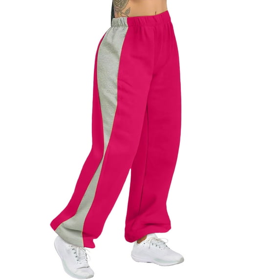 Magroz Workout Sweatpants Women Wide Leg Baggy Pants Elastic Waist Color Block Trendy Joggers Pants for Women Trendy Sweatpants Wide Leg