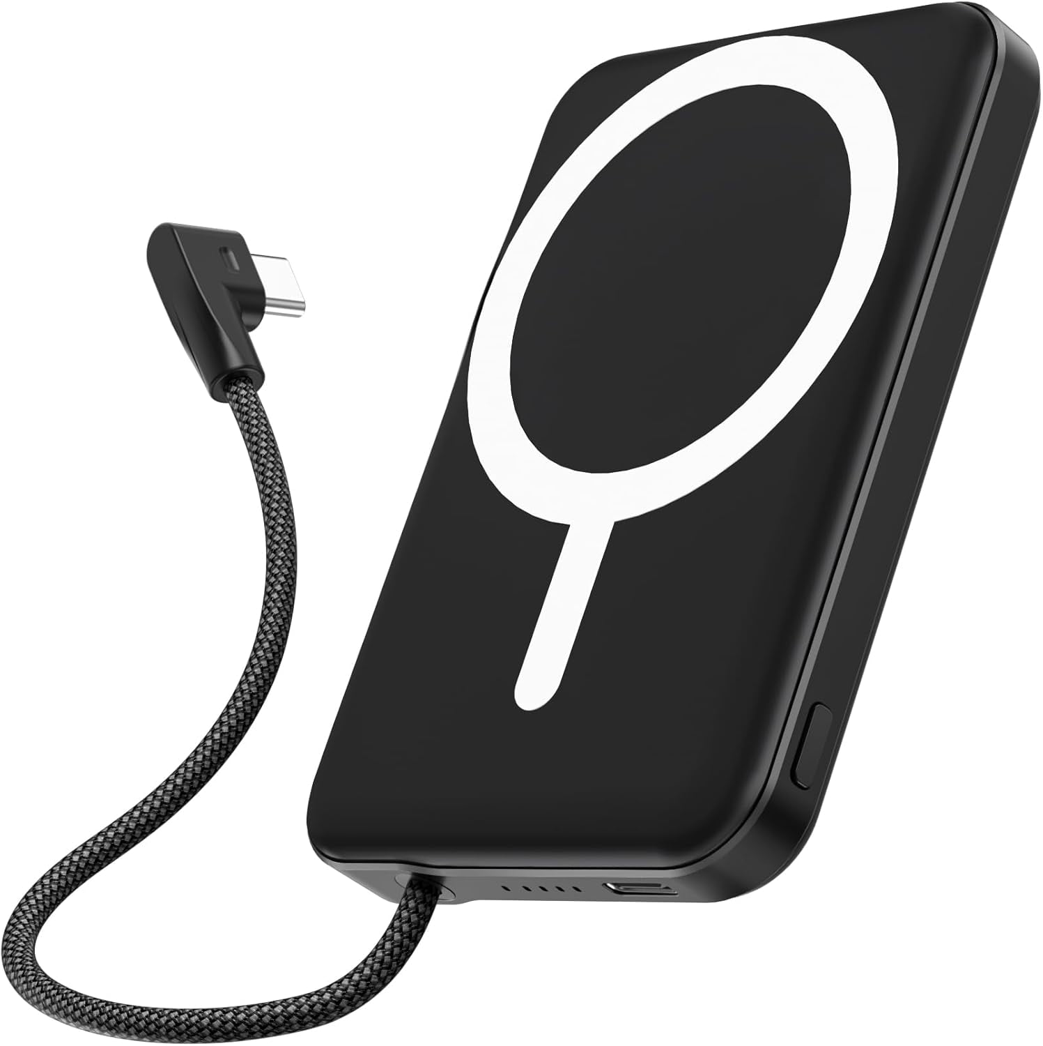 for Magsafe Battery Pack, 5000mAh Magnetic with Built-in USB-C Cable, Wireless Portable Charger with 20W PD Fast Charging for iPhone 17/16/15/14/13/12 All Series-Black