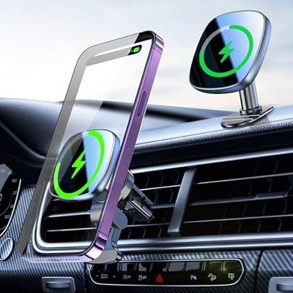 for Magsafe Car Mount Charger with USB C Cable & Car Cigarette Lighter Adapter,15W Magnetic Phone Holder for Your Car Accessories for Women,Men,Car Phone Charger for 16/15/14/13/12,Galaxy S22/S21