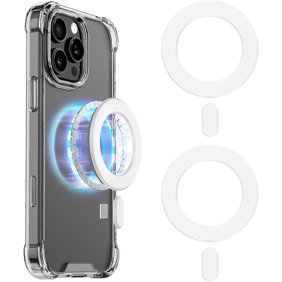 for Magsafe Magnet Sticker,2Pack,Magnetic Adapter Ring for Phone Cases,Mag Safe Accessories,Compatible with iPhone 17/Air/16/15/14/13,Galaxy S24/S23/Ipad/Kindle/Popsocket(White 2PCS)