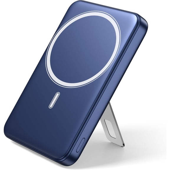 for Magsafe Portable Charger, 10000mAh Wireless Power Bank with Stand and PD 20W, USB C Fast Charging Powerbank, Magnetic Battery Pack Compatible with iPhone 17/16/15/14/13/12 Pro Max - Dark Blue