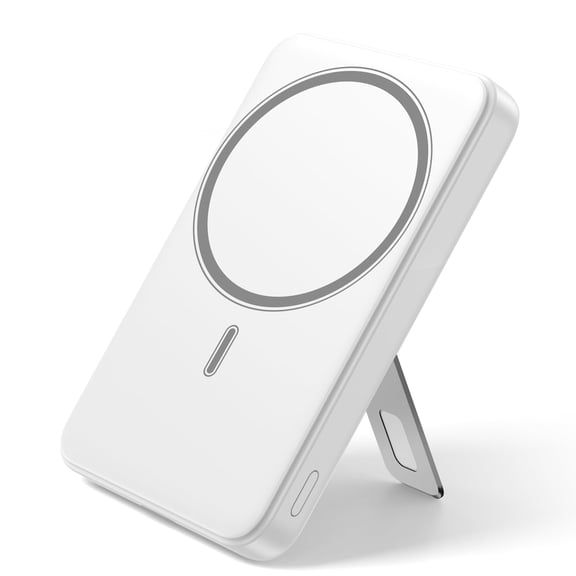 for Magsafe Portable Charger, 10000mAh Wireless Power Bank with Stand, USB C PD 20W Fast Charging Powerbank, Magnetic Battery Pack Compatible for iPhone 17/16/15/14/13/12 Series - White