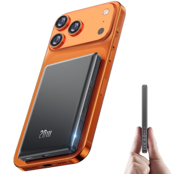 MagSafe Portable Charger, Ultra Slim 10000mAh Magnetic Power Bank, 20W PD Fast Charging Wireless Power Bank Compatible with iPhone 17/16/15/14/13 Pro Max, Black