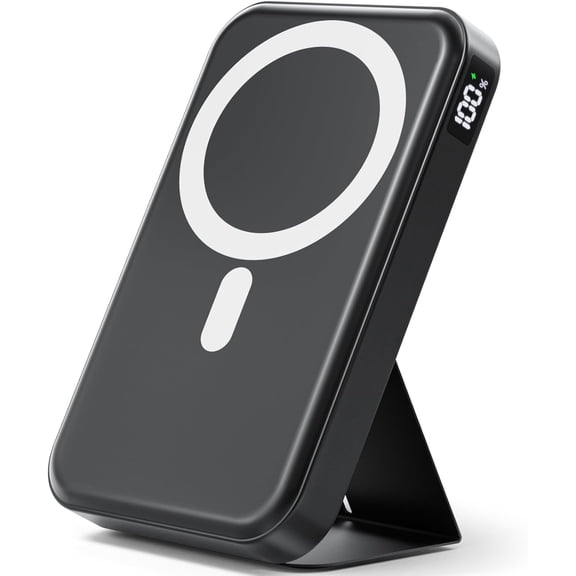 for Magsafe Power Bank, 10000mAh Wireless Portable Charger with Foldable Stand, 20W PD Fast Charging, Travel Essential for Magsafe Battery Pack, Compatible with iPhone 17/16/15/14 Series