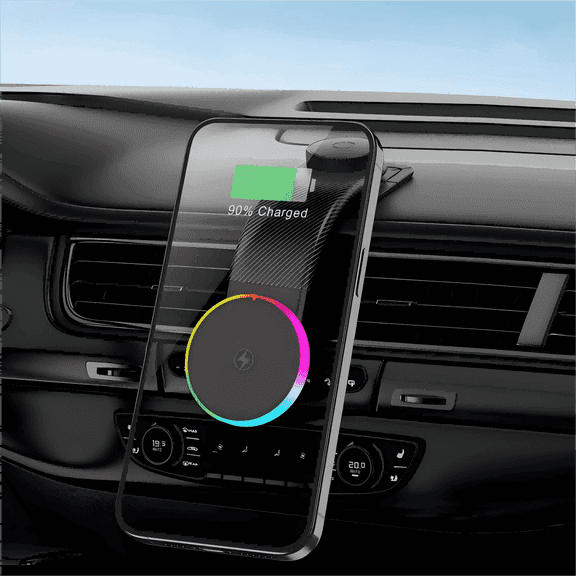 Strong Magnetic Wireless Car Charger Holder - Bendable Titanium Alloy Dashboard Mount 15W Fast Charge Mount for iPhone 12-17