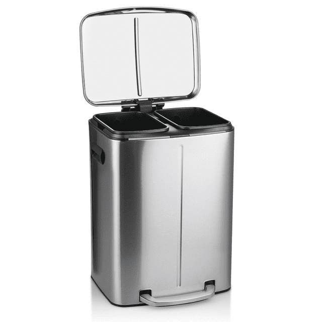 Magshion Kitchen Trash Can, 10 Gallon Stainless Steel Dual Compartment