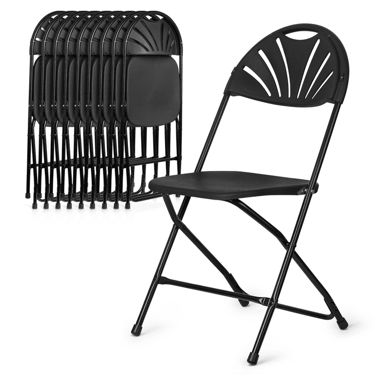 Magshion 10pcs Foldable Chair Plastic Portable Stackable Patio Seat for Indoor Outdoor Wedding Party Picnic Black