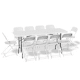 thumbnail image 1 of Magshion 11-Piece 6 Ft Folding Dining Table with Chairs Set, Foldable Table Picnic Desk with Handle and 10Pcs Chairs, White, 1 of 10