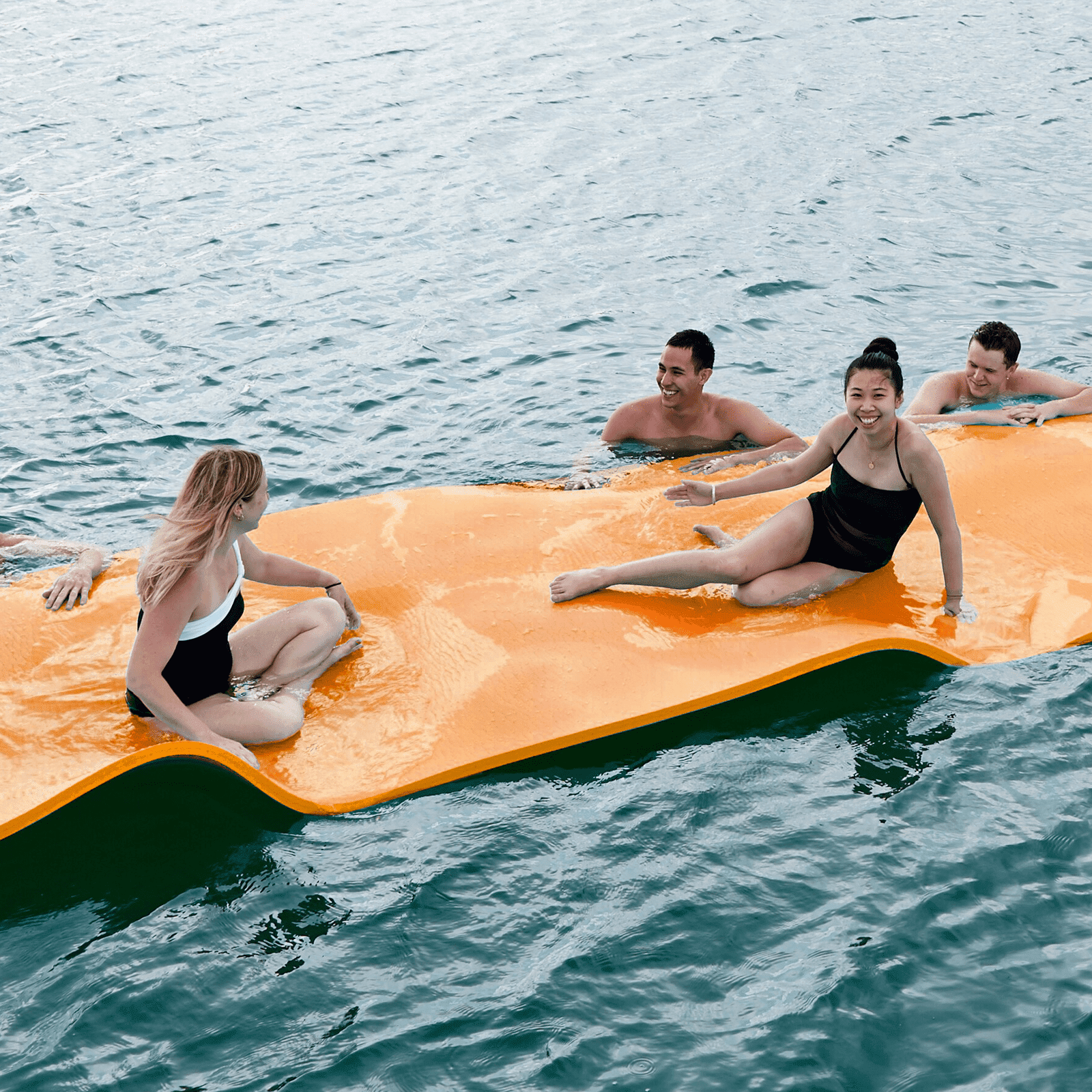 Large Orange and Blue Tear-Resistant Floating Water Mat