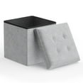 thumbnail image 1 of Magshion 15" Cube Folding Ottoman with Storage, Cotton-linen Collapsible Storage Ottoman Foot Stool, for Living Room Bedroom Entryway, Light Gray, 1 of 8