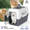 thumbnail image 1 of Magshion 18" Hard-Sided Pet Carrier, Portable Dog Travel Kennel Handbag Cage Transport Box with Handle and 2 Doors, Airline Approved, White/Grey, 1 of 7