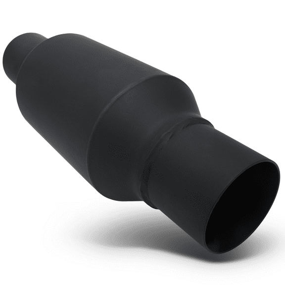 Magshion 2.25 Inch Inlet/Outlet Black Stainless Steel Exhaust Muffler Straight-Through Tip with Butt Joint Clamp