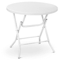 thumbnail image 1 of Magshion 32" Round Folding Table, Portable Indoor Outdoor Plastic Dining Table for Camping, Commercial Banquet Desk for Party, White, 1 of 12