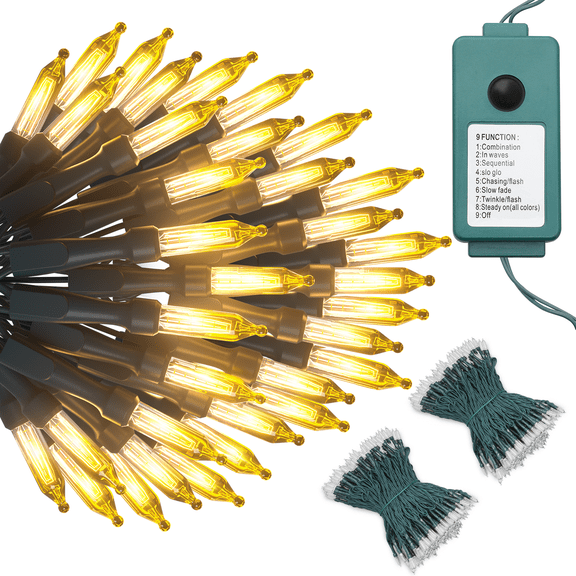 Magshion 2 Pack 75Ft Reusable Fairy Tale Lights with 200 Irreplaceable LED Bulbs, 8 Mode Controller, and Timer Warm Color String Light for Halloween, Charging Power Supply