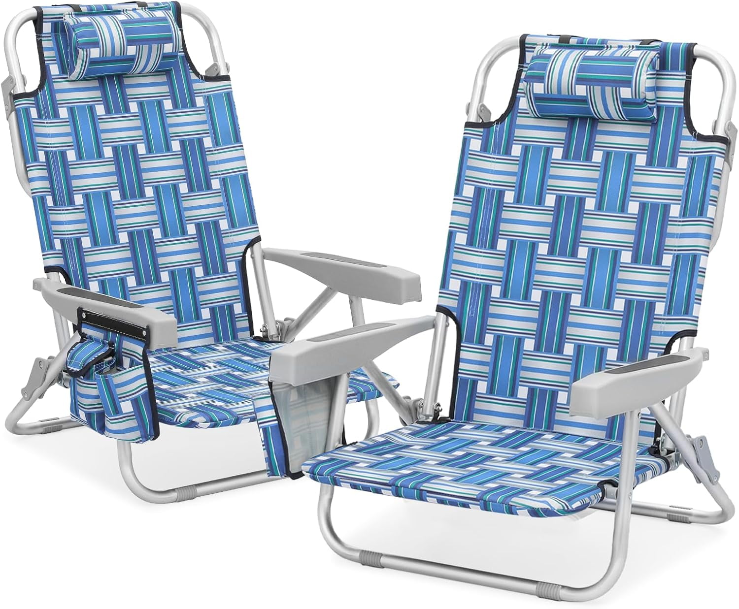 Portable Backpack Beach Chair – 5-Position Recliner With Cooler, Cup Holder & Towel Pocket (Holds 300 Lbs)