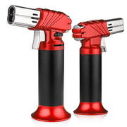 Magshion 2 Pack Butane Torch, Refillable Kitchen Torch Lighter with Safety Lock and Adjustable Flame for Cooking, BBQ, Baking, Brulee, Creme, Red (Butane Gas Not Included)