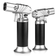Magshion 2 Pack Butane Torch, Refillable Kitchen Torch Lighter with Safety Lock and Adjustable Flame for Cooking, BBQ, Baking, Brulee, Creme, Silver (Butane Gas Not Included)