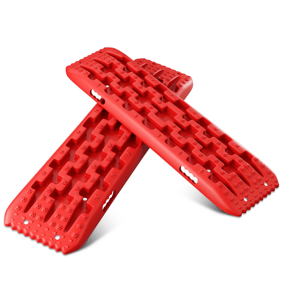 Magshion 2 Pack Traction Boards, 10 Tons Recovery Track Traction Mat for Off-Road Truck Cars, Tire Ladder Traction Tool Suitable for Mud Sand Snow, Red