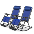 thumbnail image 1 of Magshion 2 Pack Zero Gravity Lounge Chairs, Adjustable Rocking Chairs with Headrest & Foot Pads, Outdoor Portable Recliner, Folding Lounge Rocker, Blue, 1 of 11