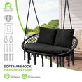 thumbnail image 1 of Magshion 2 Person Hammock Chair, Hanging Hammock Macrame Swing with Cushion, Cotton Rope, Tassels, Bohemian Style Hanging Chair for Bedroom Indoor Outdoor, Black, 1 of 8