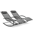 thumbnail image 1 of Magshion 2 Piece Outdoor Rocking Chair, Pool Chaise Lounge Chair with Removable Pillow, Sunbathing Rocker for Patio Beach Backyard Garden, Grey, 1 of 12