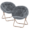 Magshion 2 Pieces 33" Folding Saucer Chair, Soft Faux Fur Oversized