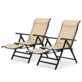 thumbnail image 1 of Magshion 2 Pieces Foldable Outdoor Lounge Chair with Retractable Footrest, Adjustable Angle Zero Gravity Reclining Chair with Armrests, Cream, 1 of 1