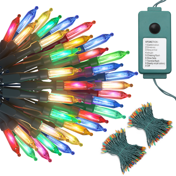 Magshion 2 Pieces Multicolor Tree Lights with Timer and 8 Mode Controller, Reusable Halloween and Christmas 75Ft String Light with 200 Irreplaceable Bulbs, Outdoor Transformer (30V/6W)