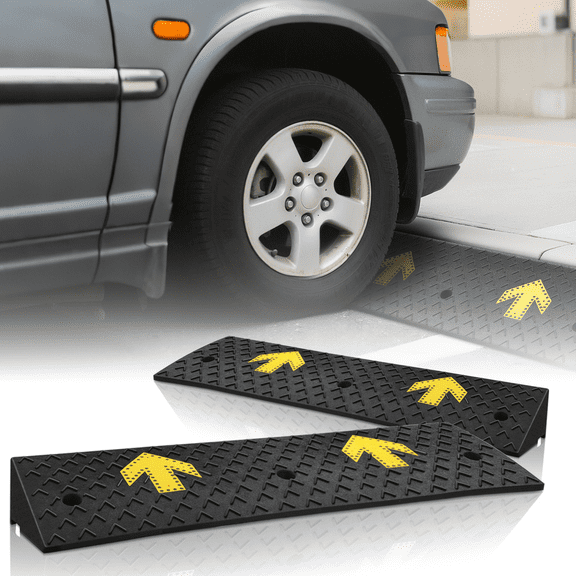 Magshion 2 Pieces Rubber Curb,4" Rise 39" Length Heavy Duty Loading Driveway Ramp for Cars, Wheelchair