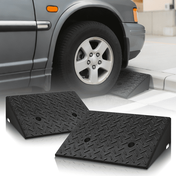 Magshion 2 Pieces Rubber Curb,5.5" Rise 19" Length Heavy Duty Loading Driveway Ramp for Cars, Wheelchair