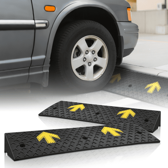 Magshion 2 Pieces Rubber Curb,5.5" Rise 39" Length Heavy Duty Loading Driveway Ramp for Cars, Wheelchair