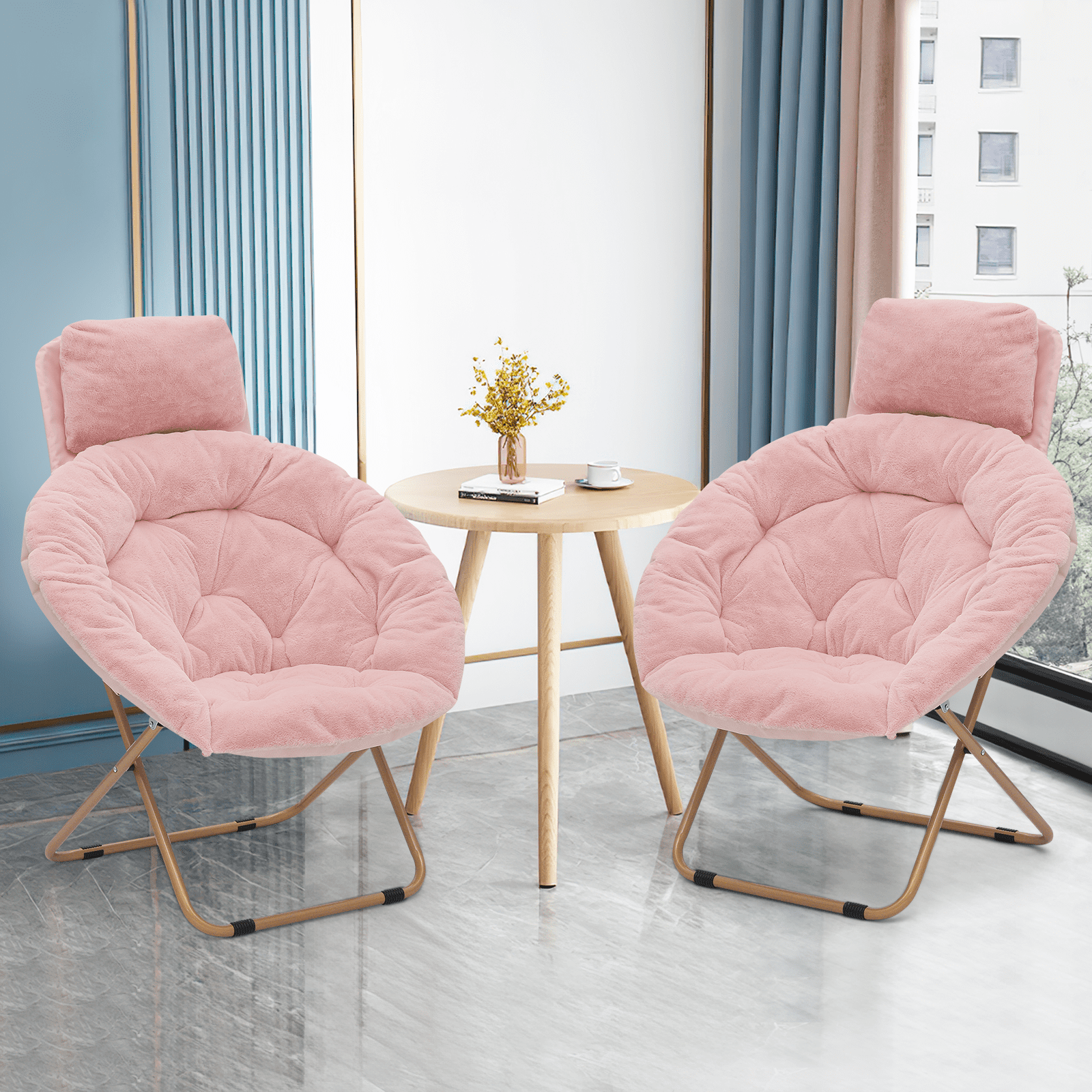 Faux Fur Blush Pink Folding Chair Folding Chairs Pink Accent