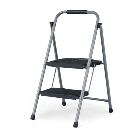 Magshion 2 Step Ladder Folding Portable Step Stool with Handgrip, Wide Platform Steps, Non-Slip Feet, 330 lbs Capacity for Home and Kitchen, Black
