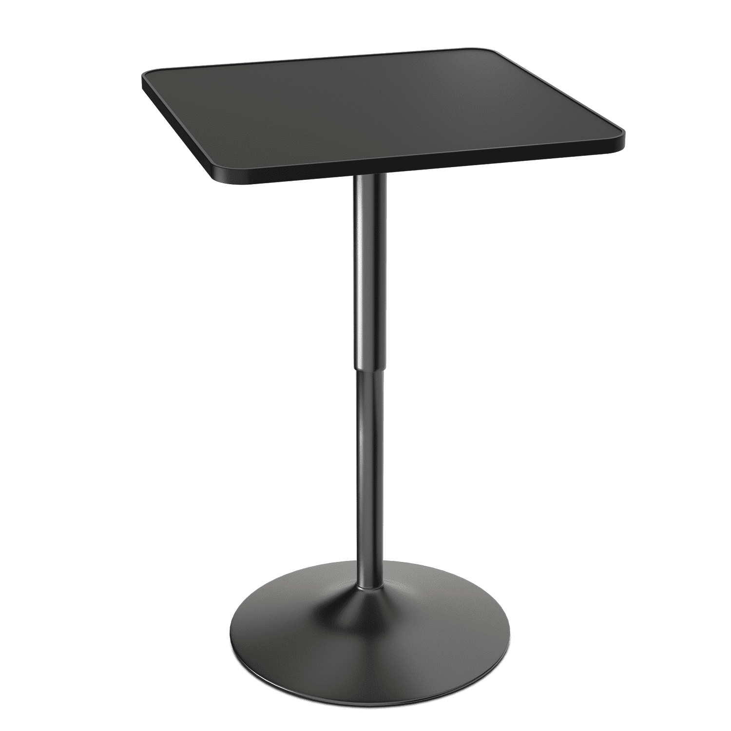 Black Adjustable Height Square Pub Table with Metal Base