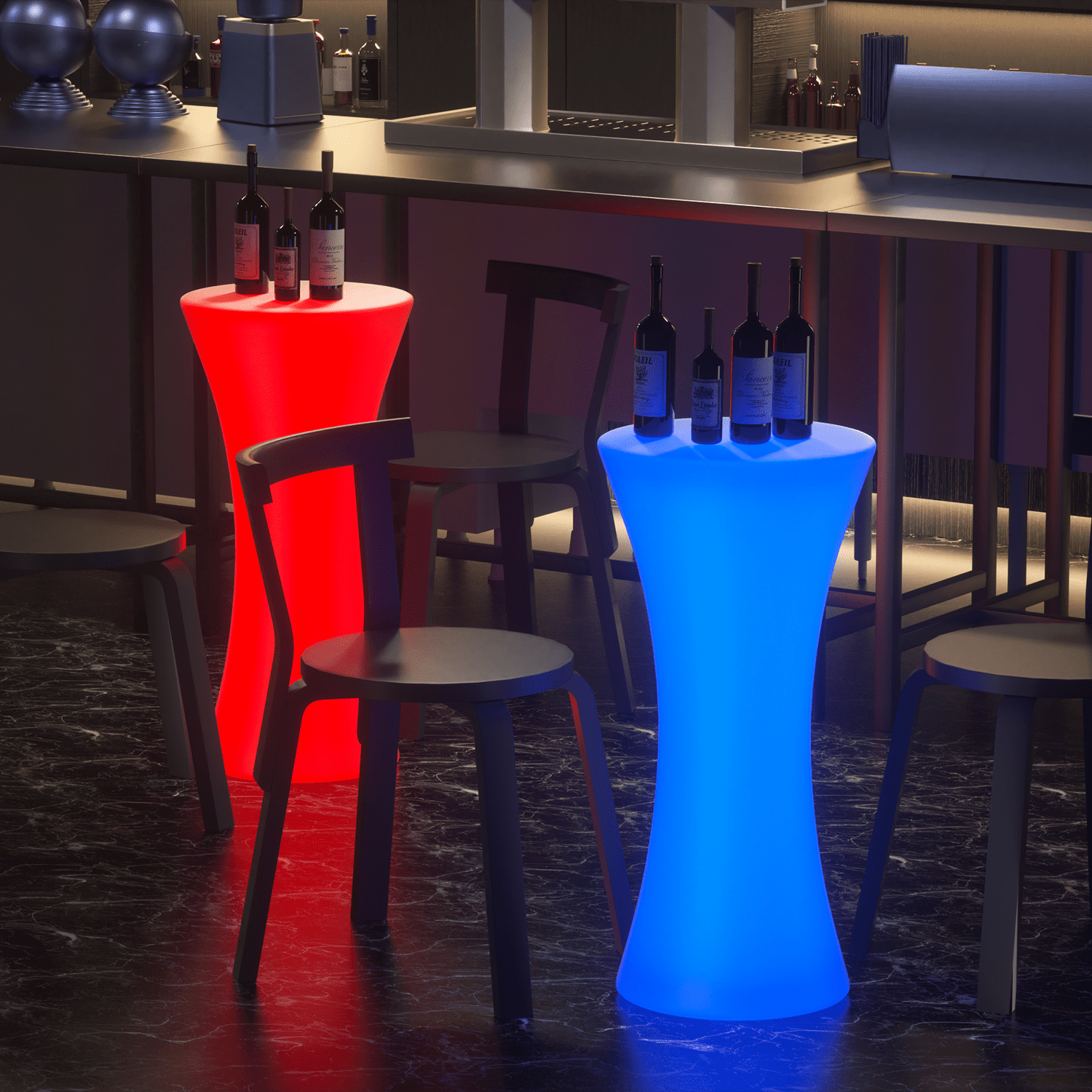 Magshion 23" LED Round Glowing Cocktail Table with Remote