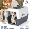 thumbnail image 1 of Magshion 22" Pet Carrier Cage Portable Travel Transport Box, Hard Sided Dog Cat Kennel with Handle and 2 Doors, Airline Approved, White/Grey, 1 of 7