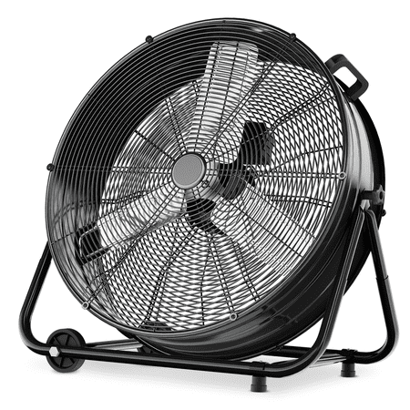 Magshion 24" High Velocity Floor Fan with Casters, Heavy Duty Metal Industrial Drum Fan with 3-Speeds and Adjustable Tilt for Warehouse Workshop Commercial, Black