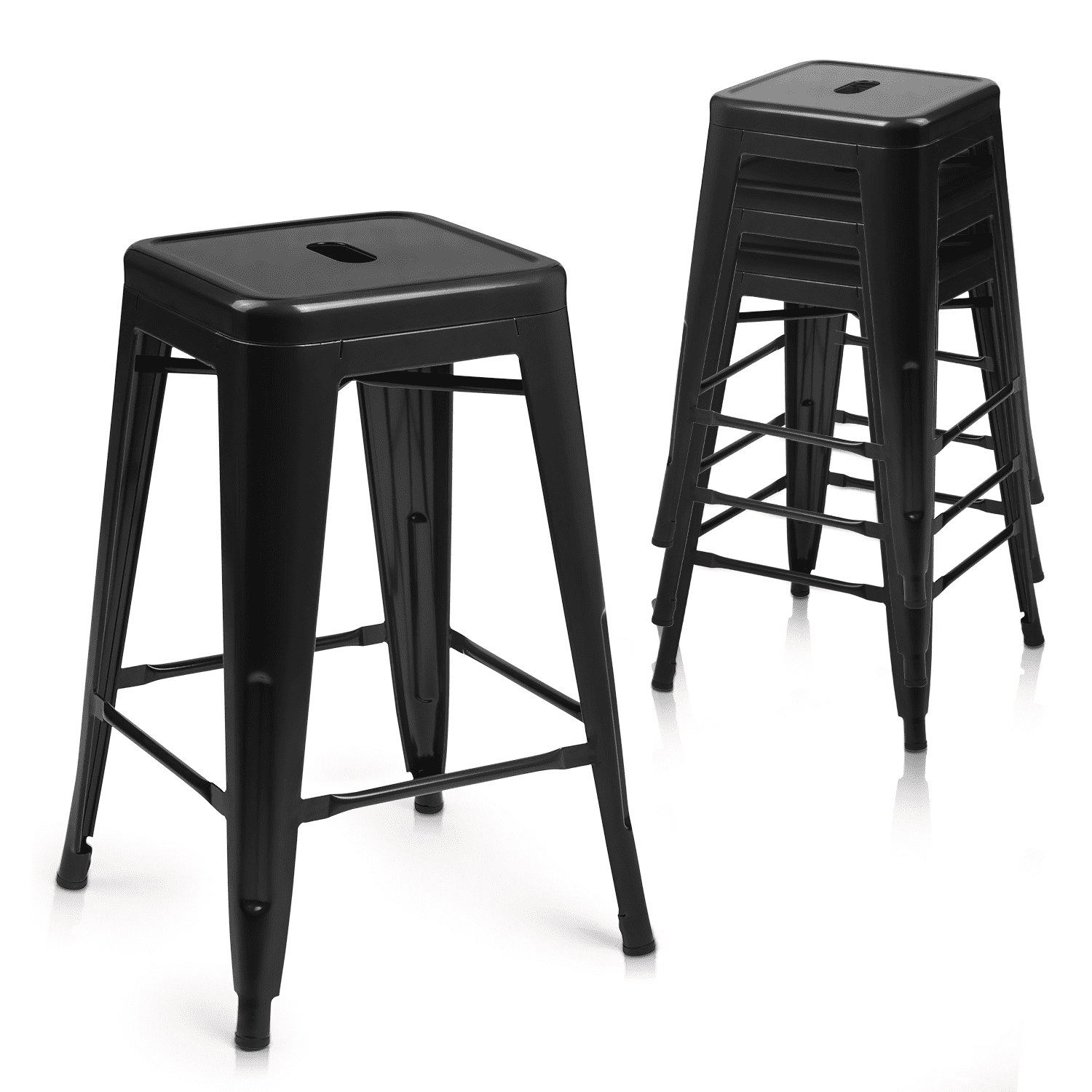 Magshion 24 inch Metal Backless Bar Stools, Stackable Square Counter