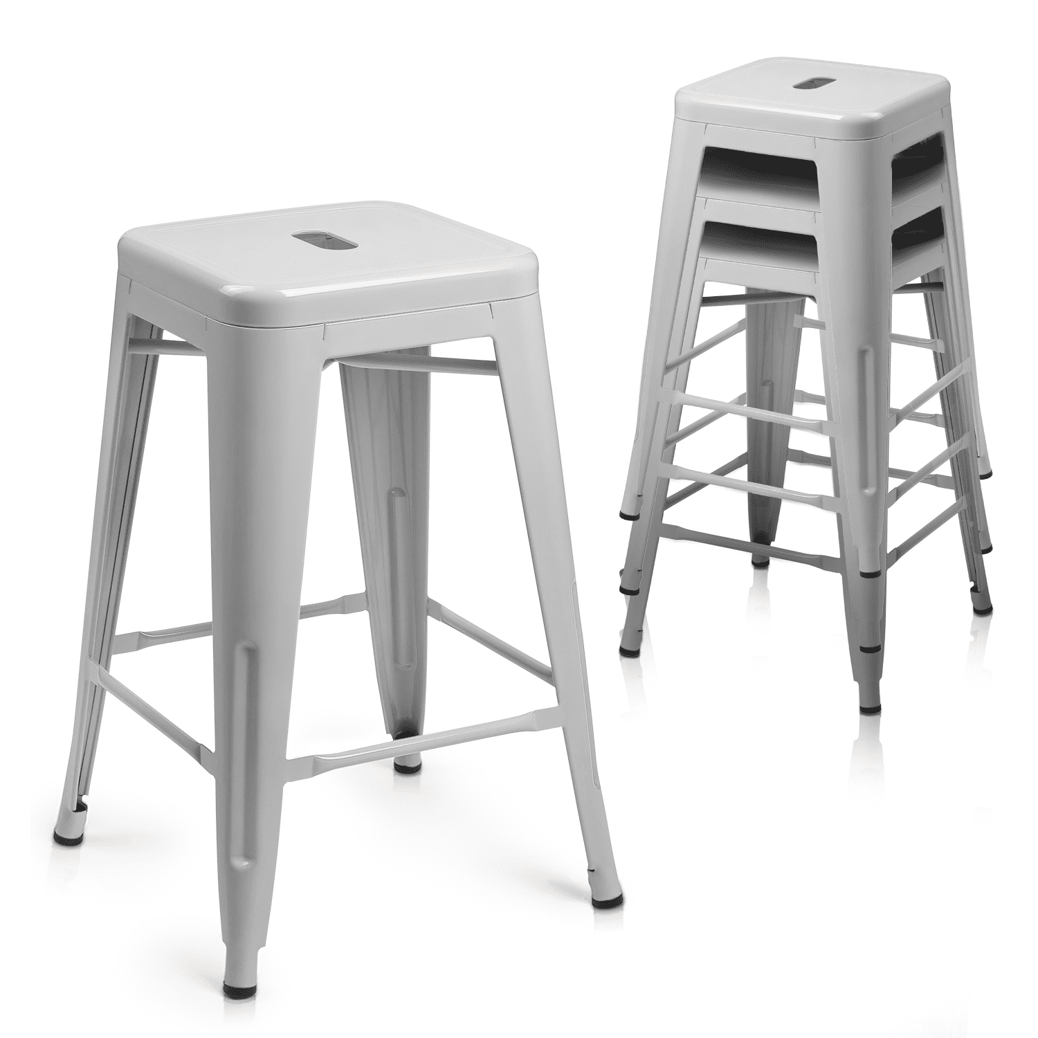 Magshion Stackable Metal Bar Stools, 24 inch Counter Height Chair Set