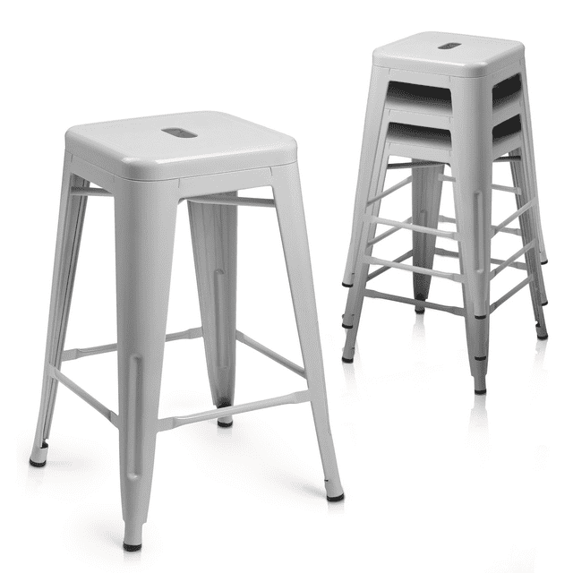 Magshion Stackable Metal Bar Stools, 24 inch Counter Height Chair Set